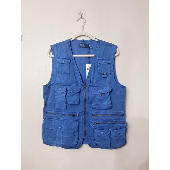 Polo Ralph Lauren Mens M Heritage Chino Utility Hunting Fishing Pocket Vest NWT